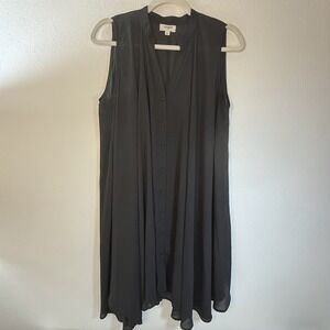 Umgee Black Sheer Sleeveless Maxi Tunic Dress Large Boho‎ Minimalist Lagenlook L